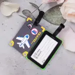 Bag tag karet custom dengan logo timbul, bahan lentur dan tahan lama. Cocok untuk label koper dan tas travel, souvenir promosi, serta kebutuhan branding.